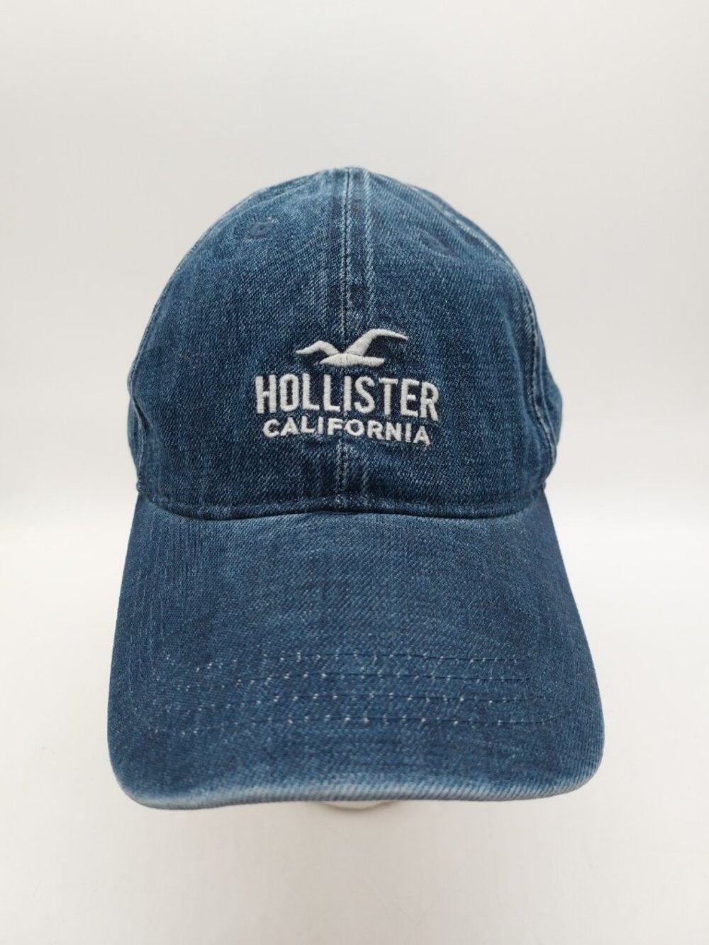 Hollister California Hat Cap Strapback Blue Denim Baseball Y2K Embroidered